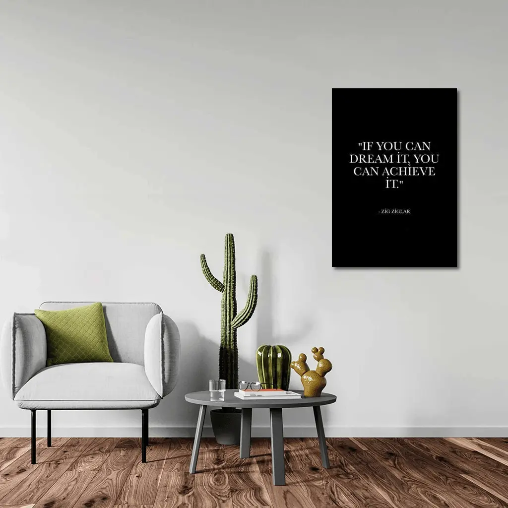 Zig Ziglar Dream Achieve Quote Black Background – Wall Art