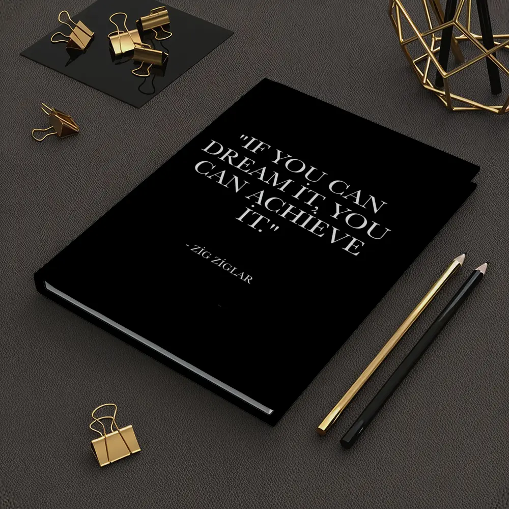 Zig Ziglar Dream Achieve Quote Black Background – Notebooks