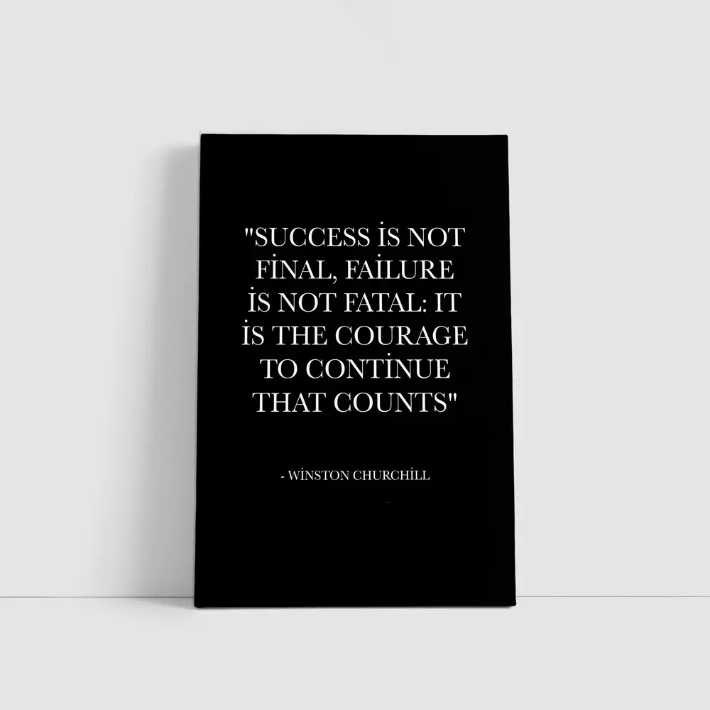 Winston Churchill Courage Quote Black Background – Wall Art
