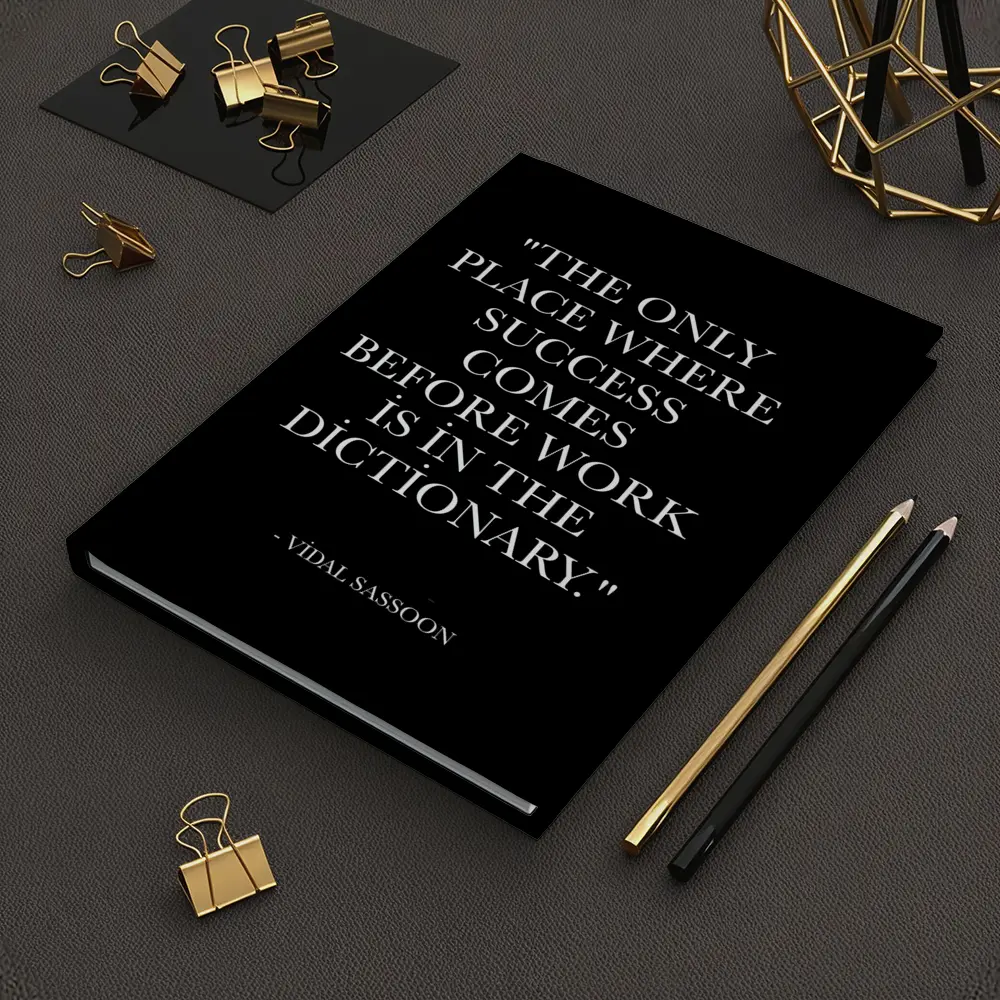 Vidal Sassoon Success Quote Black Background – Notebooks