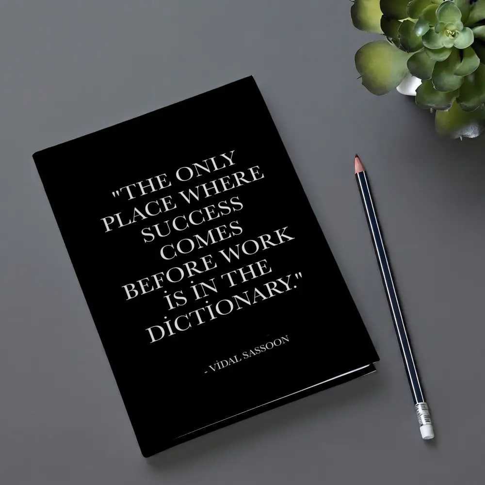 Vidal Sassoon Success Quote Black Background – Notebooks