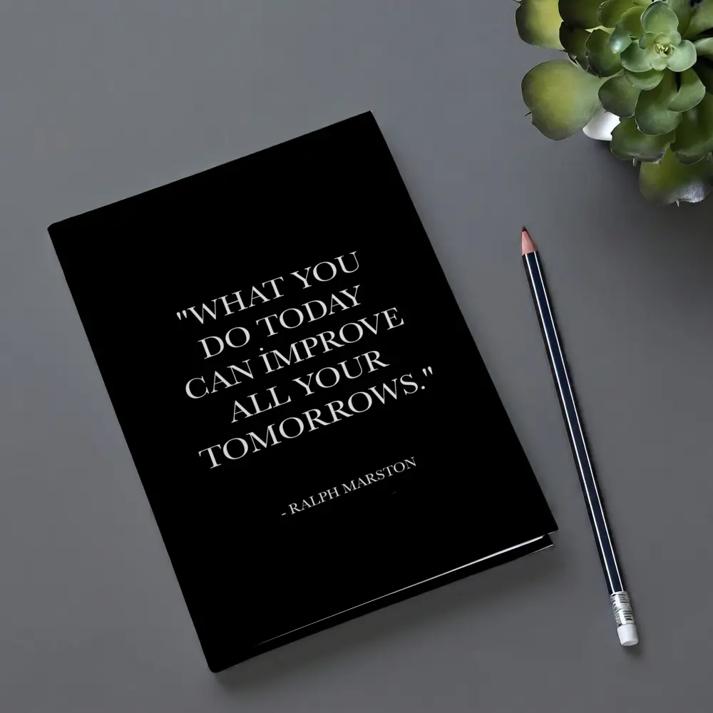 Ralph Marston Quote Black Motivational Typography Art – Notebooks