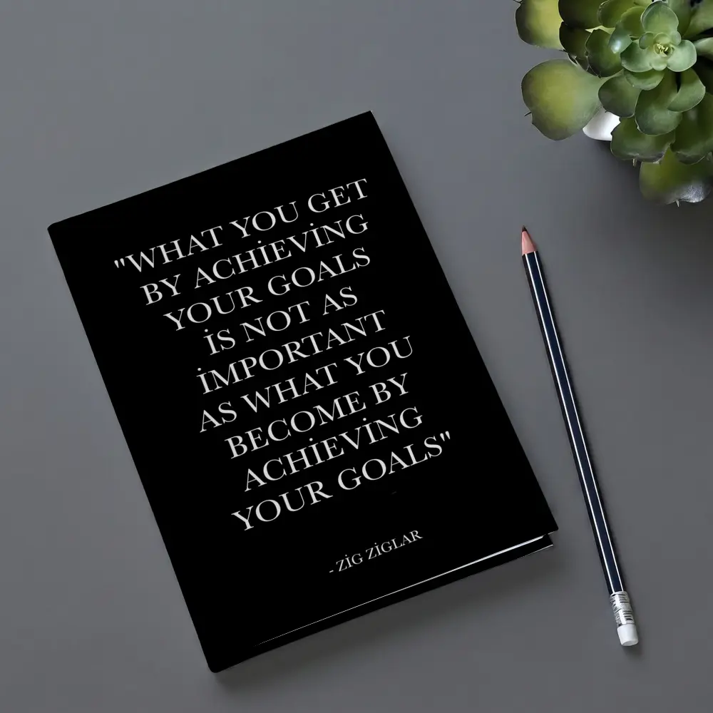 Zig Ziglar Goals Quote Black White – Notebooks