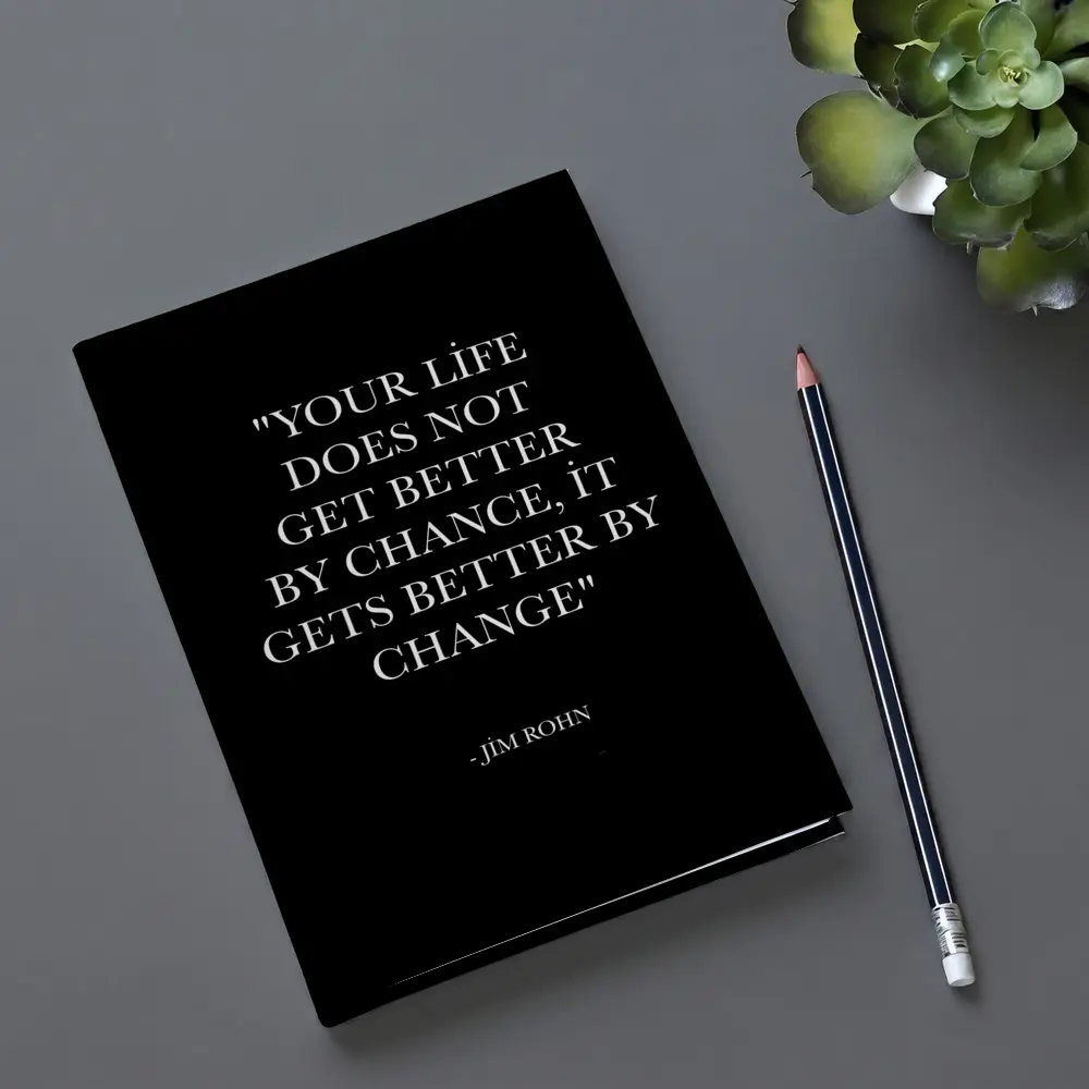 Jim Rohn Life Change Quote Black White – Notebooks