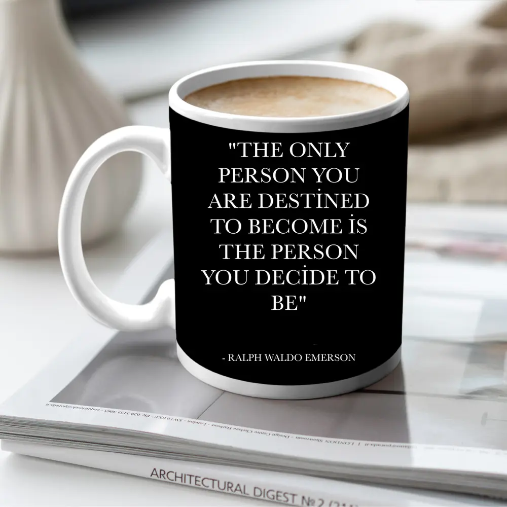 Ralph Waldo Emerson Quote Black Minimalist Art – Mugs