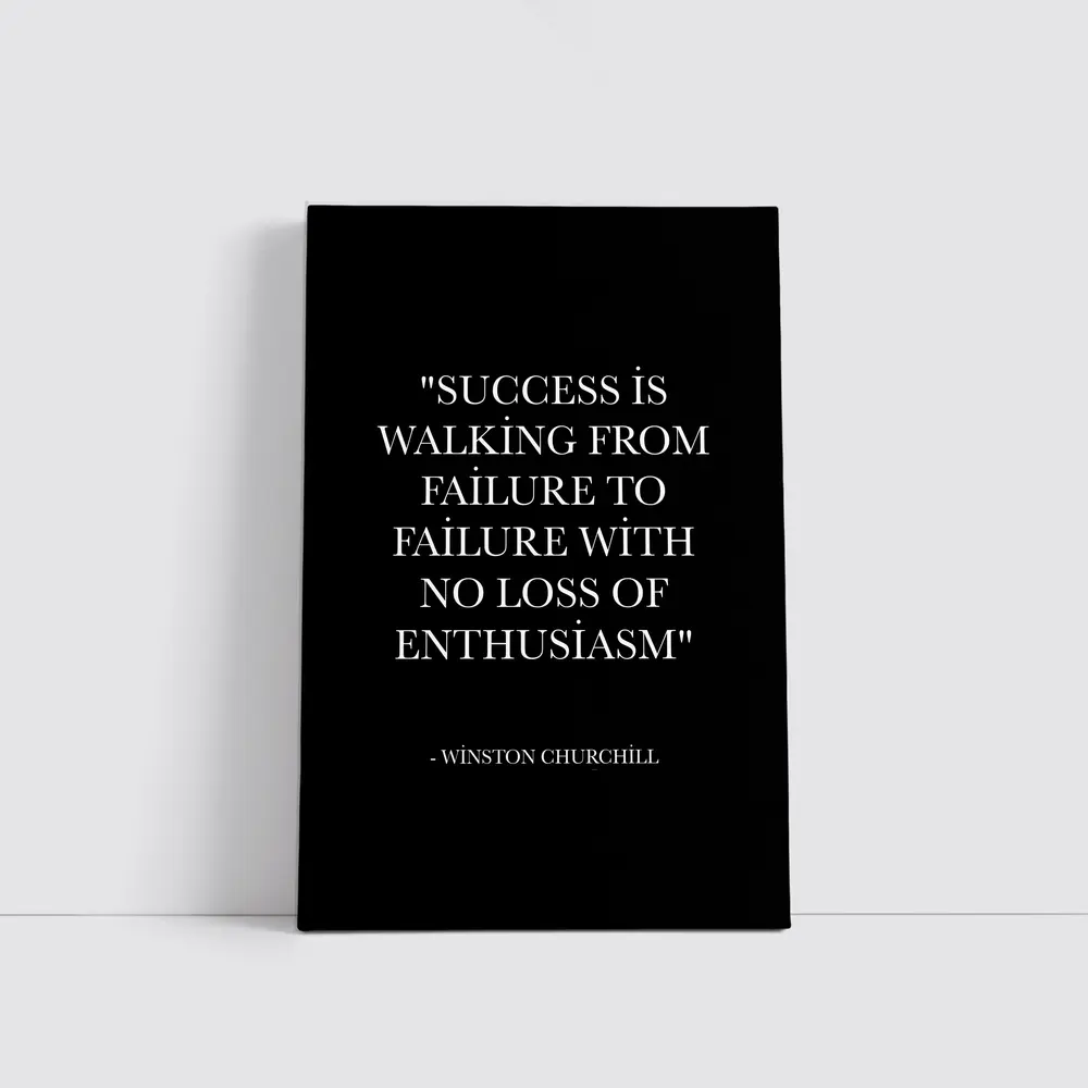 Winston Churchill Success Quote Black Minimal – Wall Art