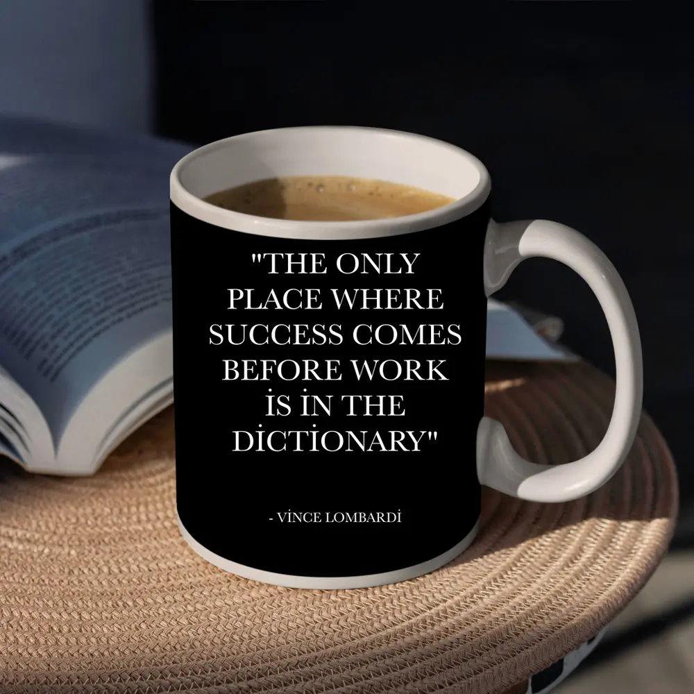Vince Lombardi Success Quote Black Poster – Mugs