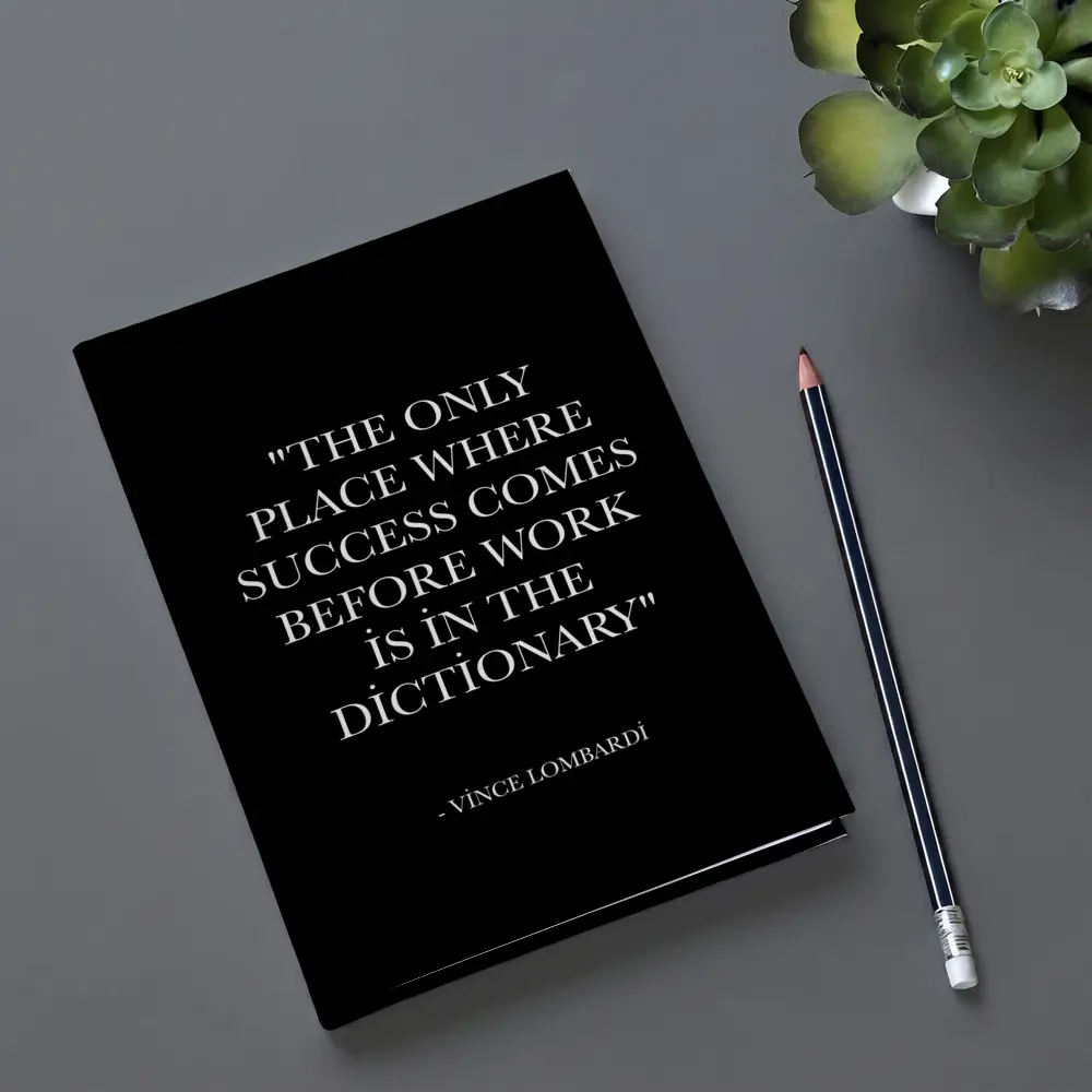 Vince Lombardi Success Quote Black Poster – Notebooks