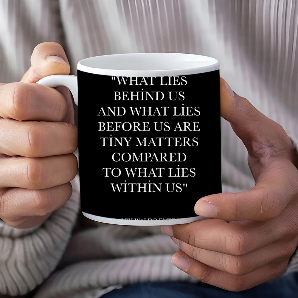 Ralph Waldo Emerson Quote Black Minimalist Print – Mugs