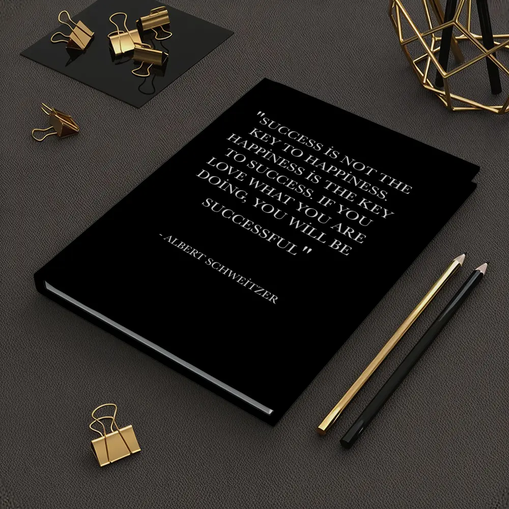 Albert Schweitzer Happiness Success Quote Black – Notebooks