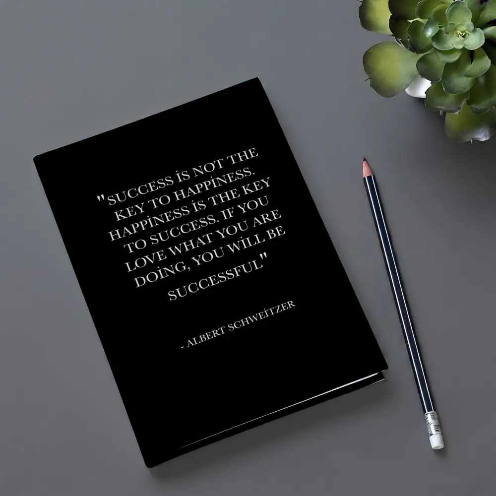 Albert Schweitzer Happiness Success Quote Black – Notebooks