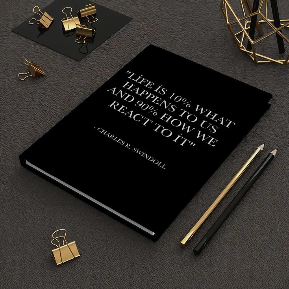 Charles Swindoll Life Reaction Quote Black – Notebooks