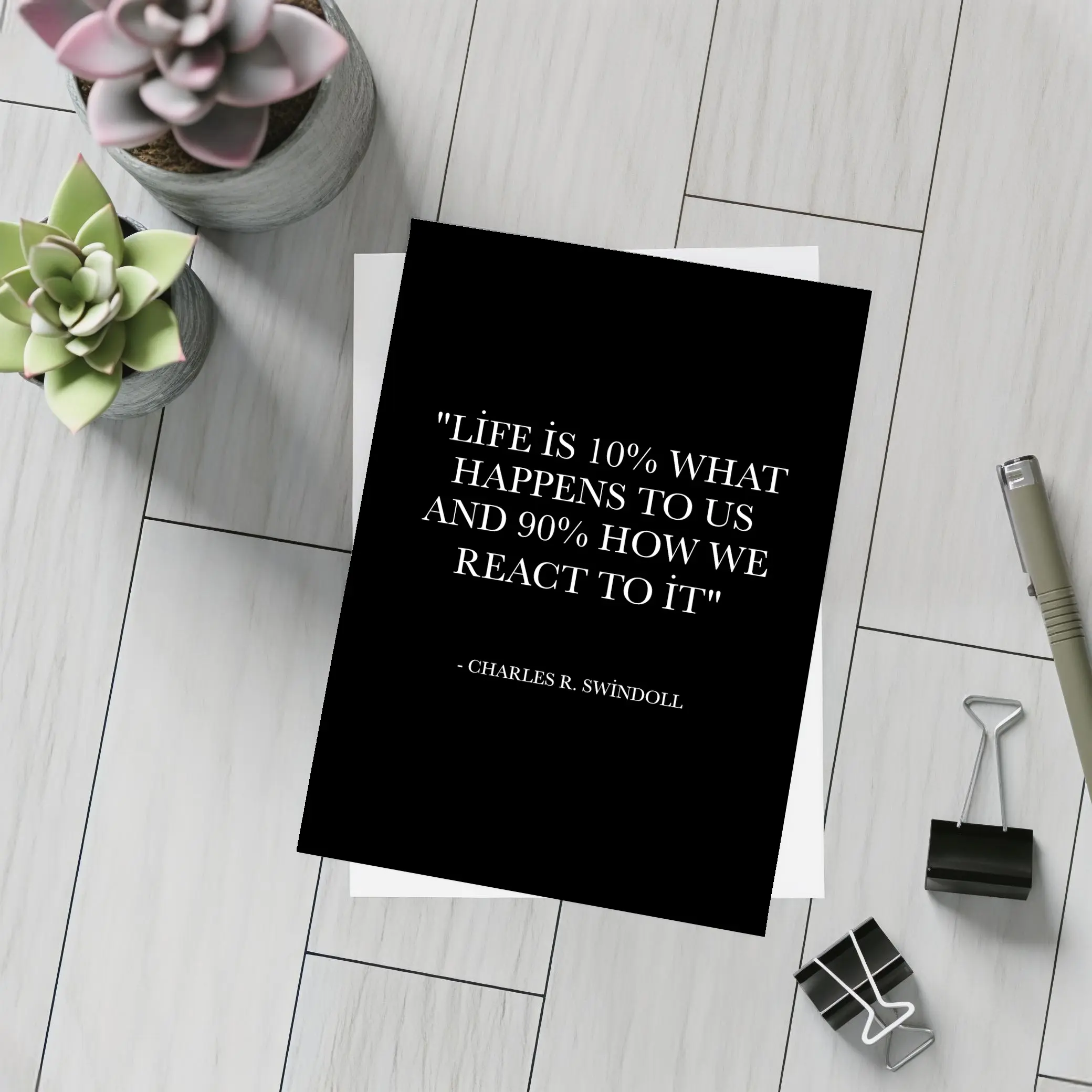 Charles Swindoll Life Reaction Quote Black – Postcards