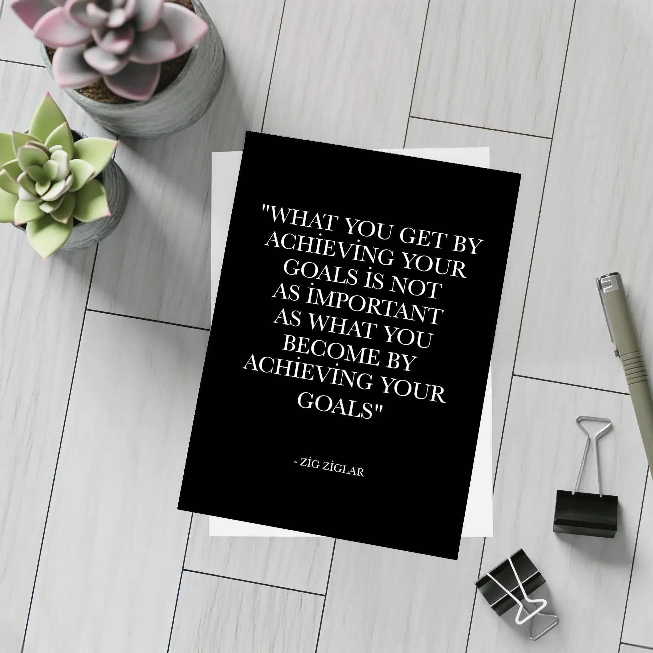 Zig Ziglar Goals Quote Black White – Postcards