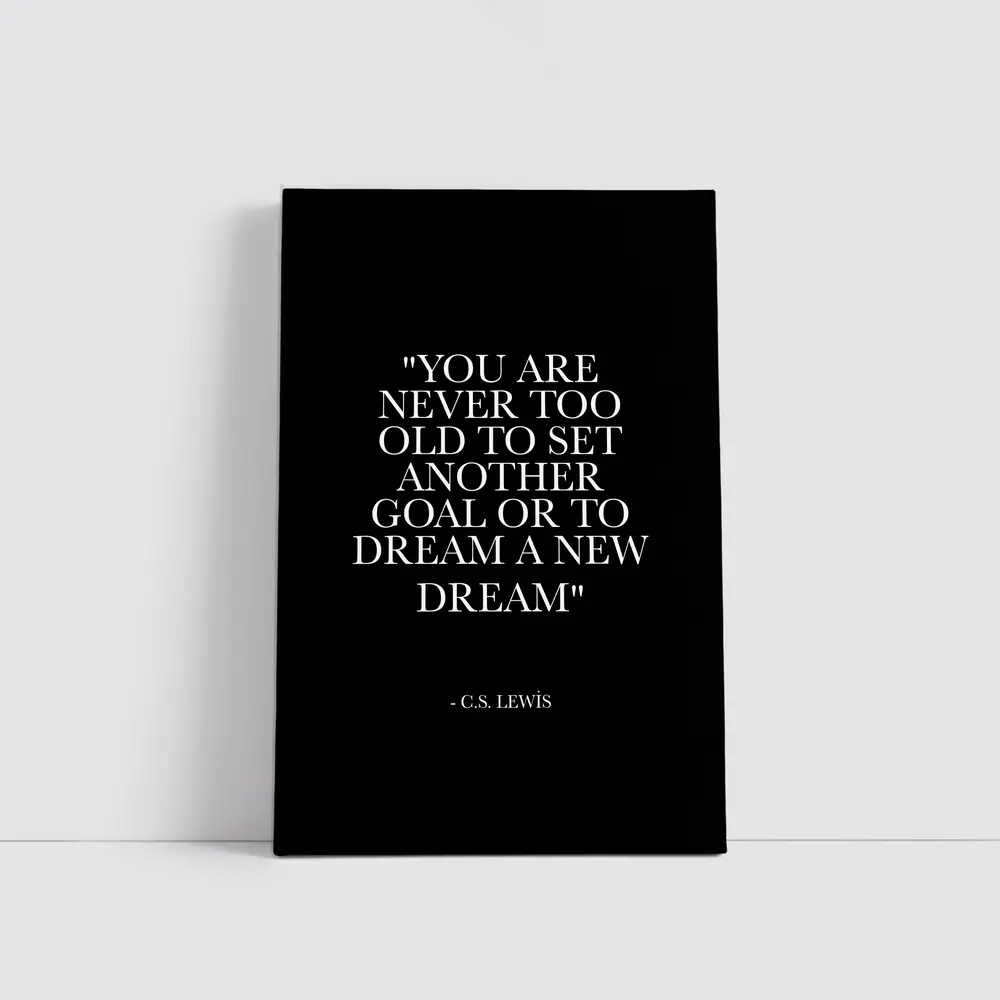 CS Lewis Dream Goals Quote Black Background – Wall Art