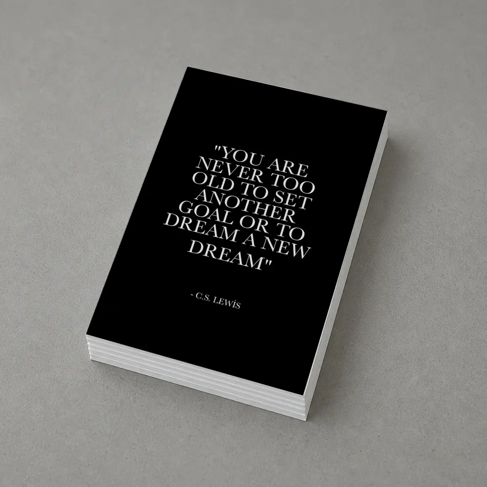 CS Lewis Dream Goals Quote Black Background – Postcards