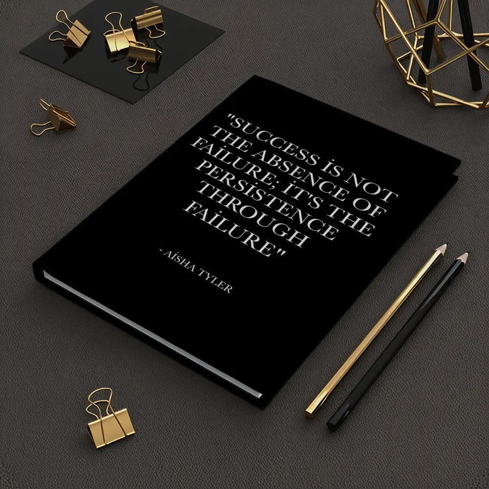 Aisha Tyler Success Persistence Quote Black Background – Notebooks