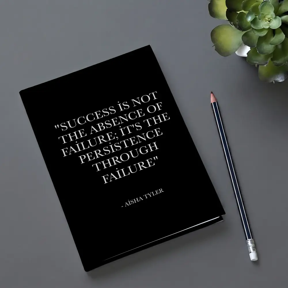 Aisha Tyler Success Persistence Quote Black Background – Notebooks