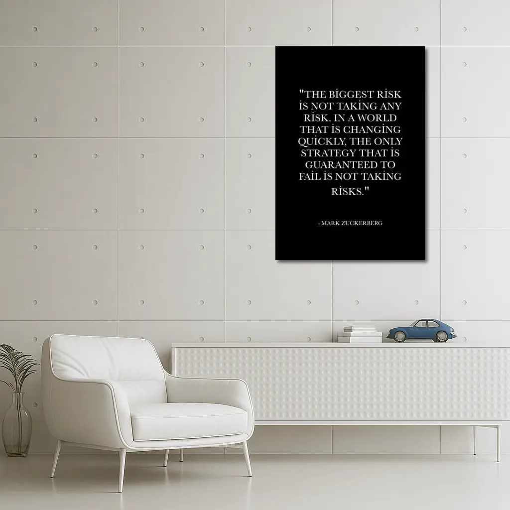 Mark Zuckerberg Risk Quote Black Minimal – Wall Art