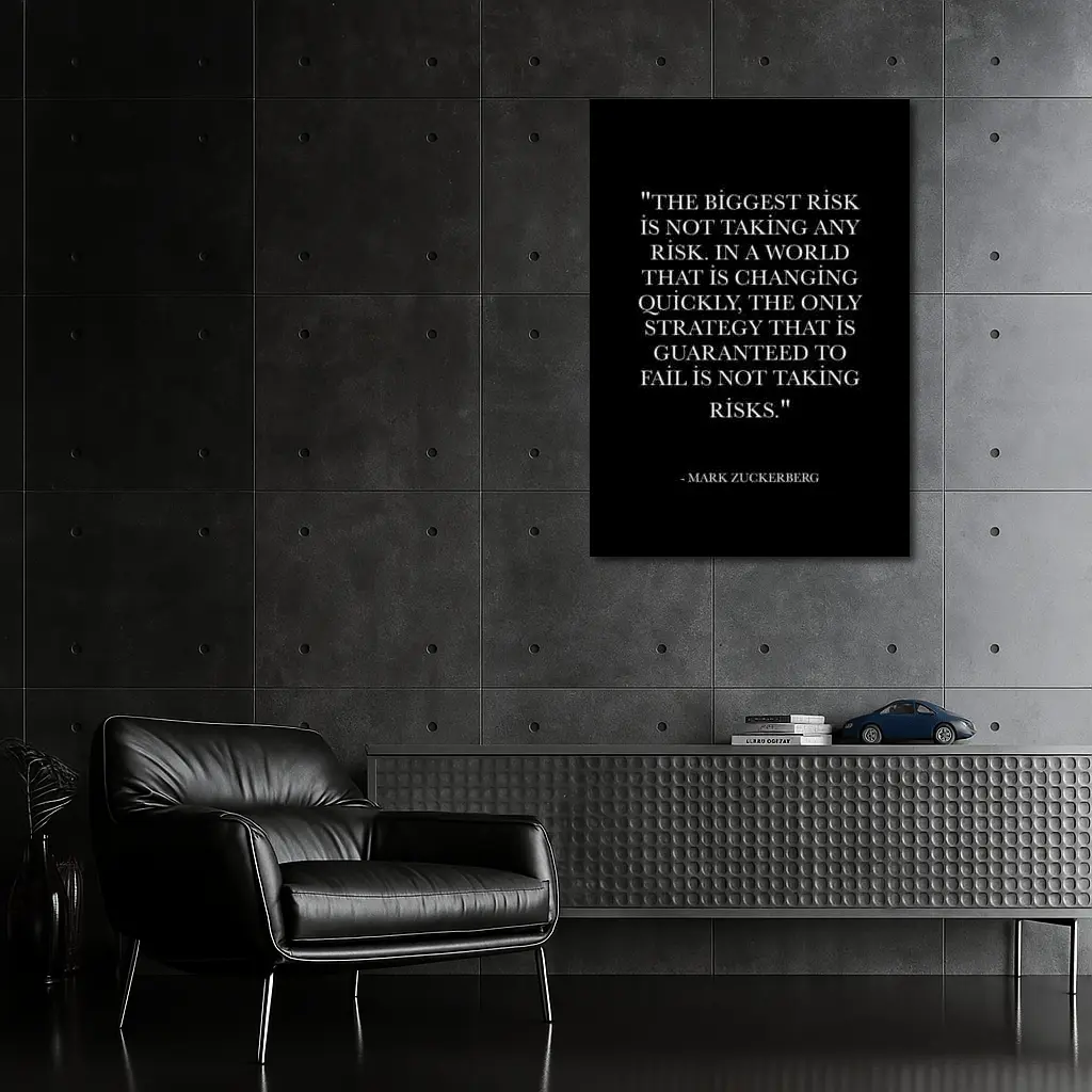 Mark Zuckerberg Risk Quote Black Minimal – Wall Art