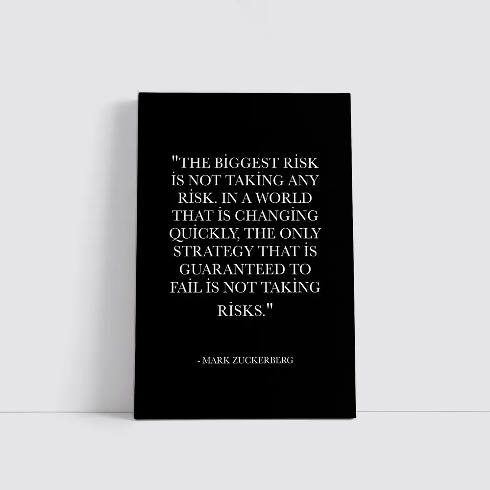 Mark Zuckerberg Risk Quote Black Minimal – Wall Art