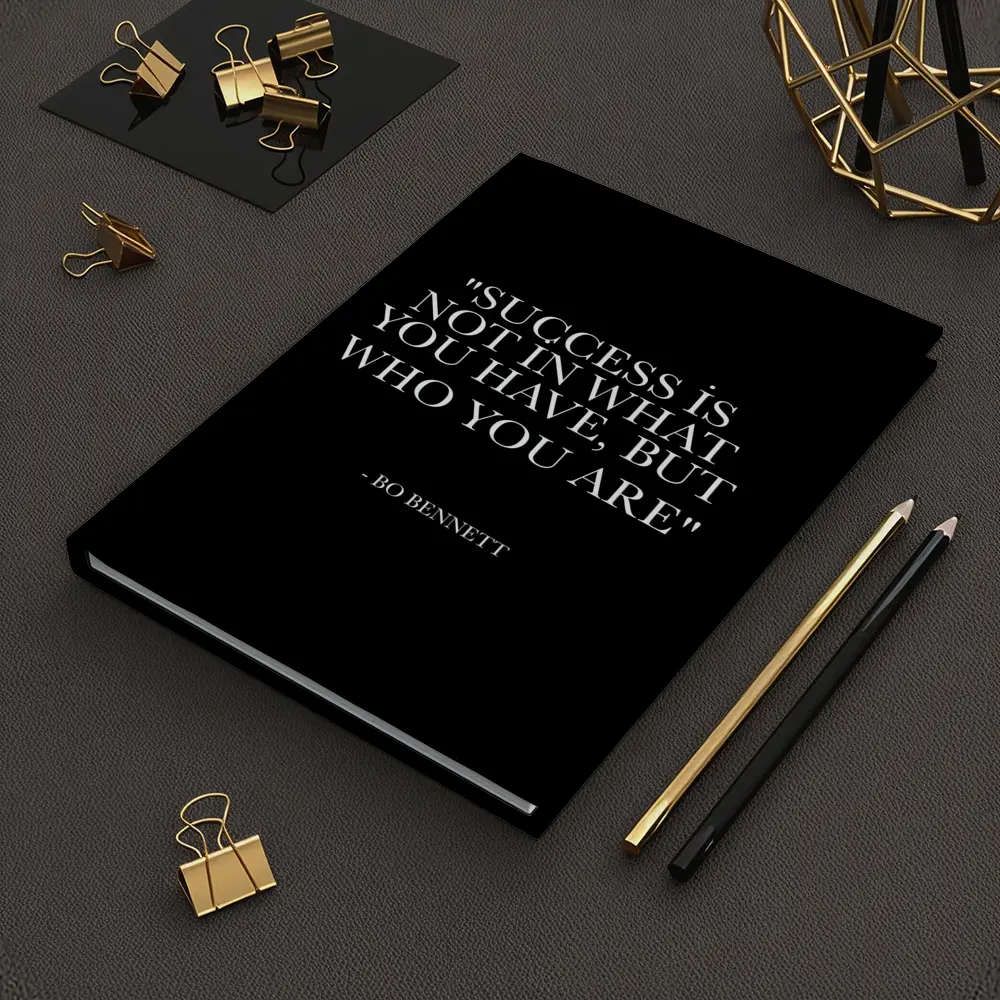 Bo Bennett Success Quote Black Background Art – Notebooks