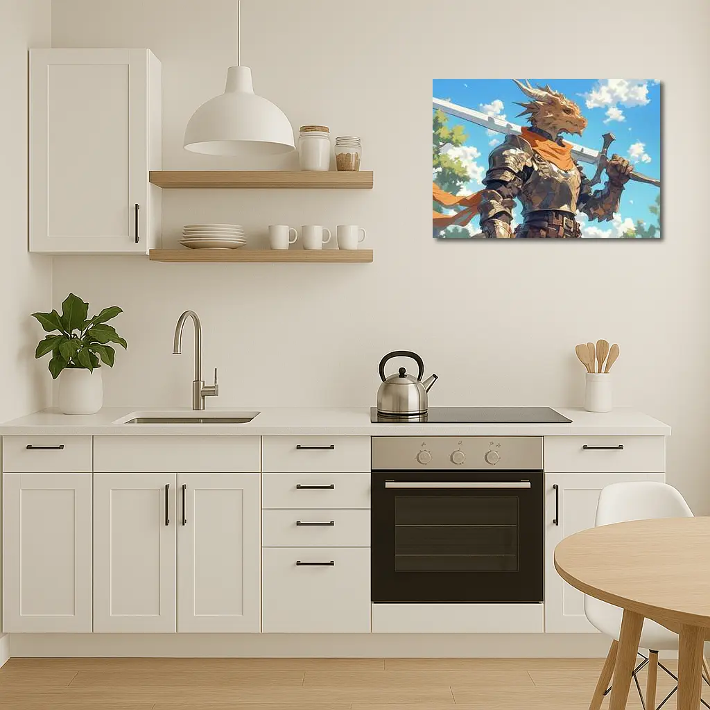 Dragon Knight Armor Sword Blue Sky – Wall Art