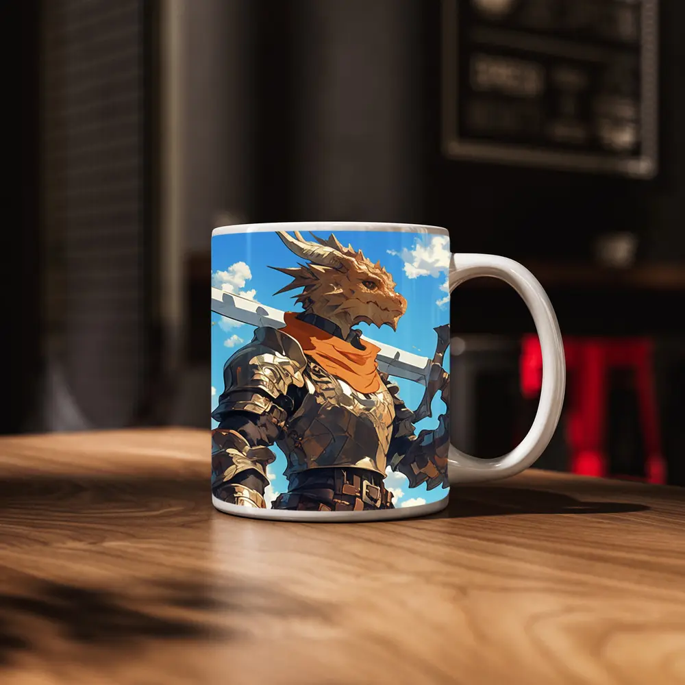 Dragon Knight Armor Sword Blue Sky – Mugs