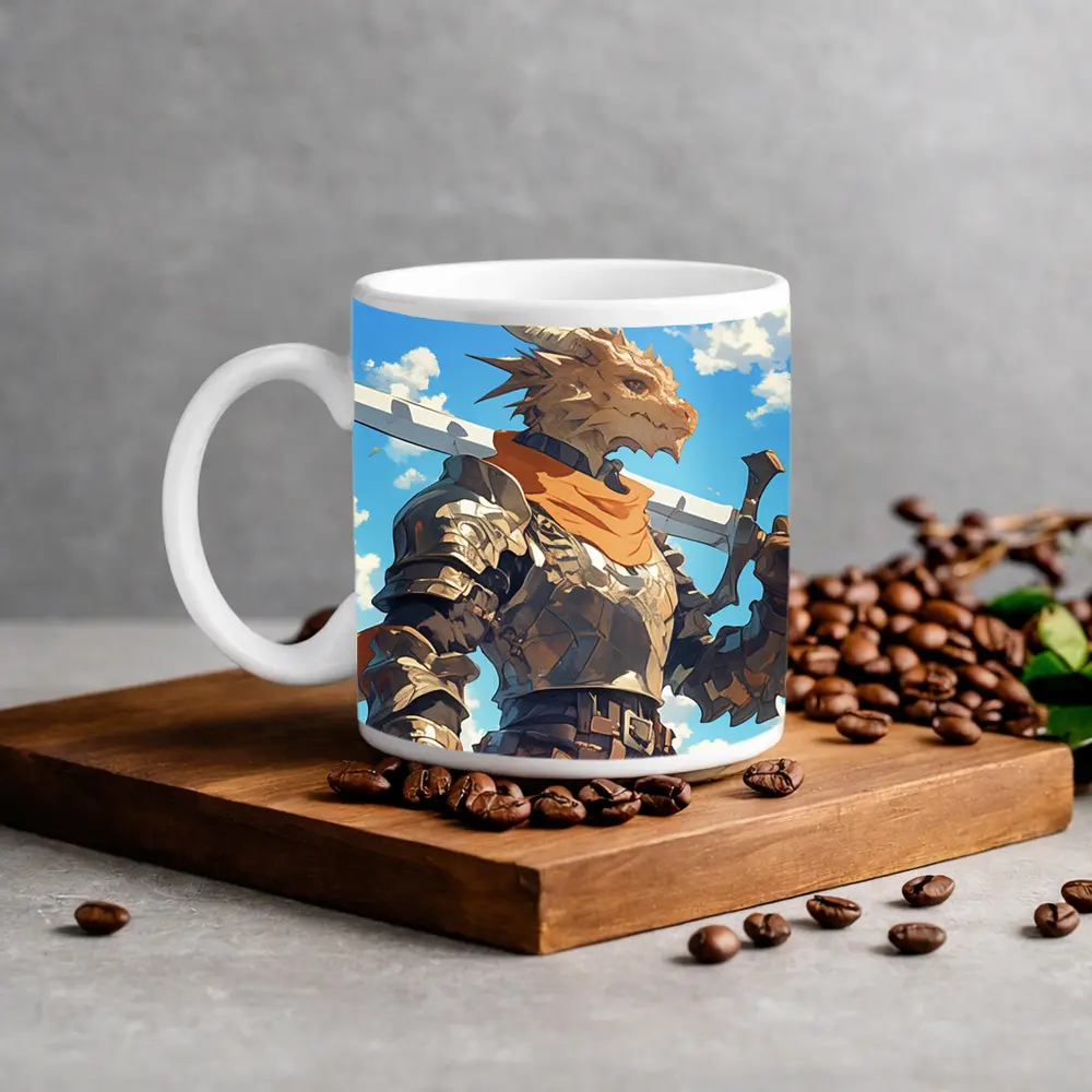 Dragon Knight Armor Sword Blue Sky – Mugs