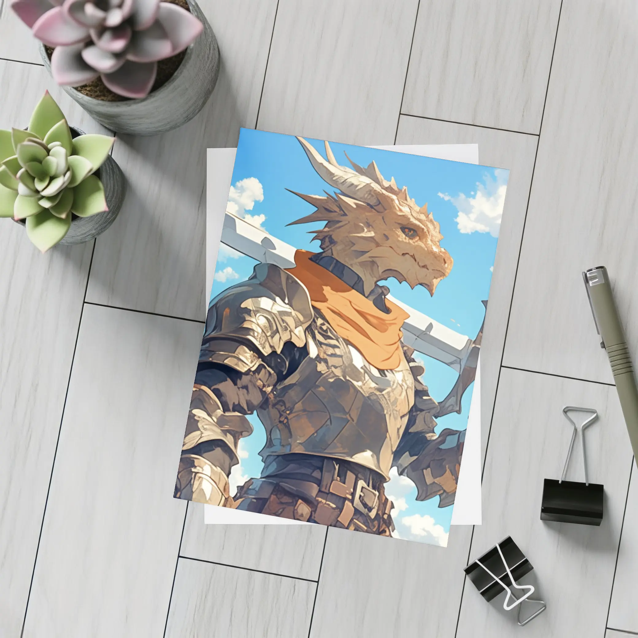 Dragon Knight Armor Sword Blue Sky – Postcards
