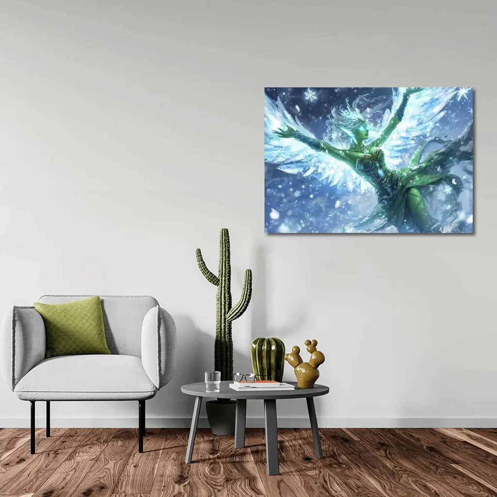 Ice Angel Fantasy Figure Winter Snow Scene – Wall Art