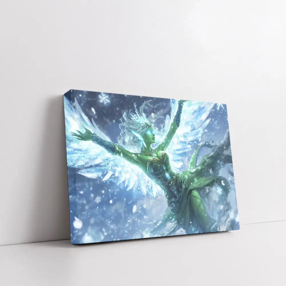 Ice Angel Fantasy Figure Winter Snow Scene – Wall Art