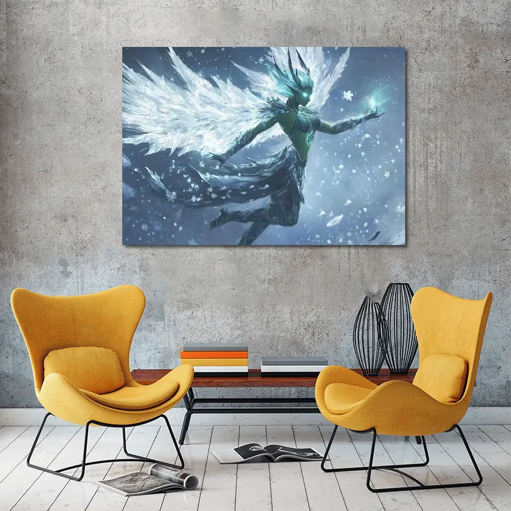 Ice Angel Fantasy Figure Snowflake Storm – Wall Art