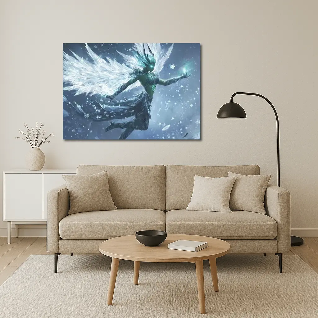 Ice Angel Fantasy Figure Snowflake Storm – Wall Art