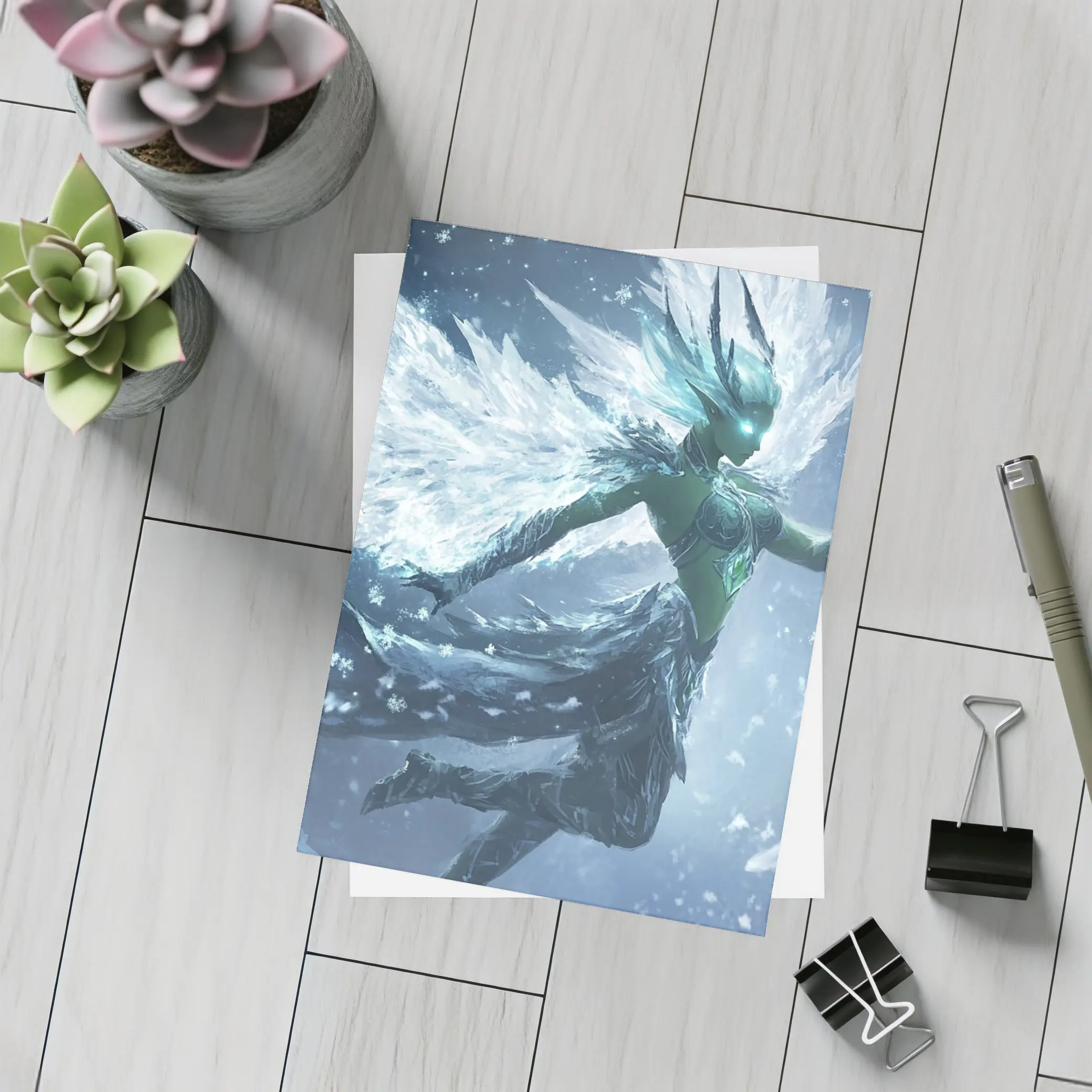 Ice Angel Fantasy Figure Snowflake Storm – Postcards