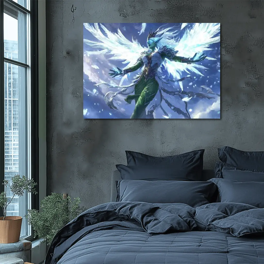 Fantasy Elf Angel Wings Ice Blue Sky – Wall Art
