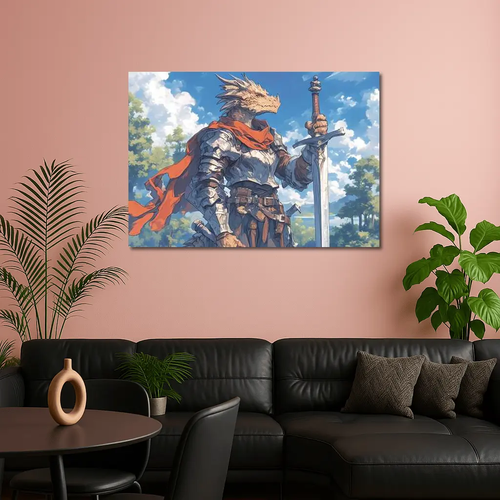 Dragon Knight Warrior Anime Fantasy Sky – Wall Art