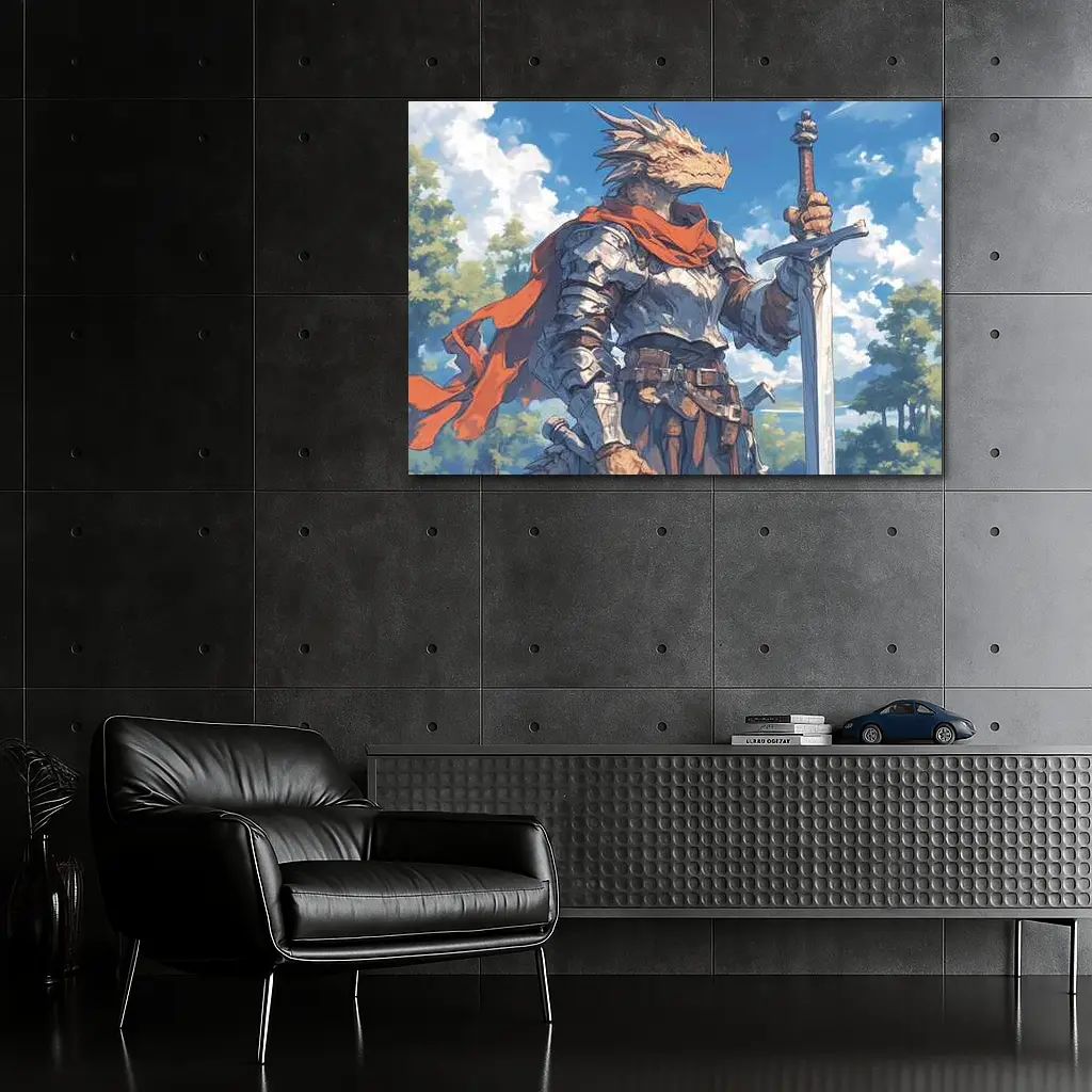 Dragon Knight Warrior Anime Fantasy Sky – Wall Art