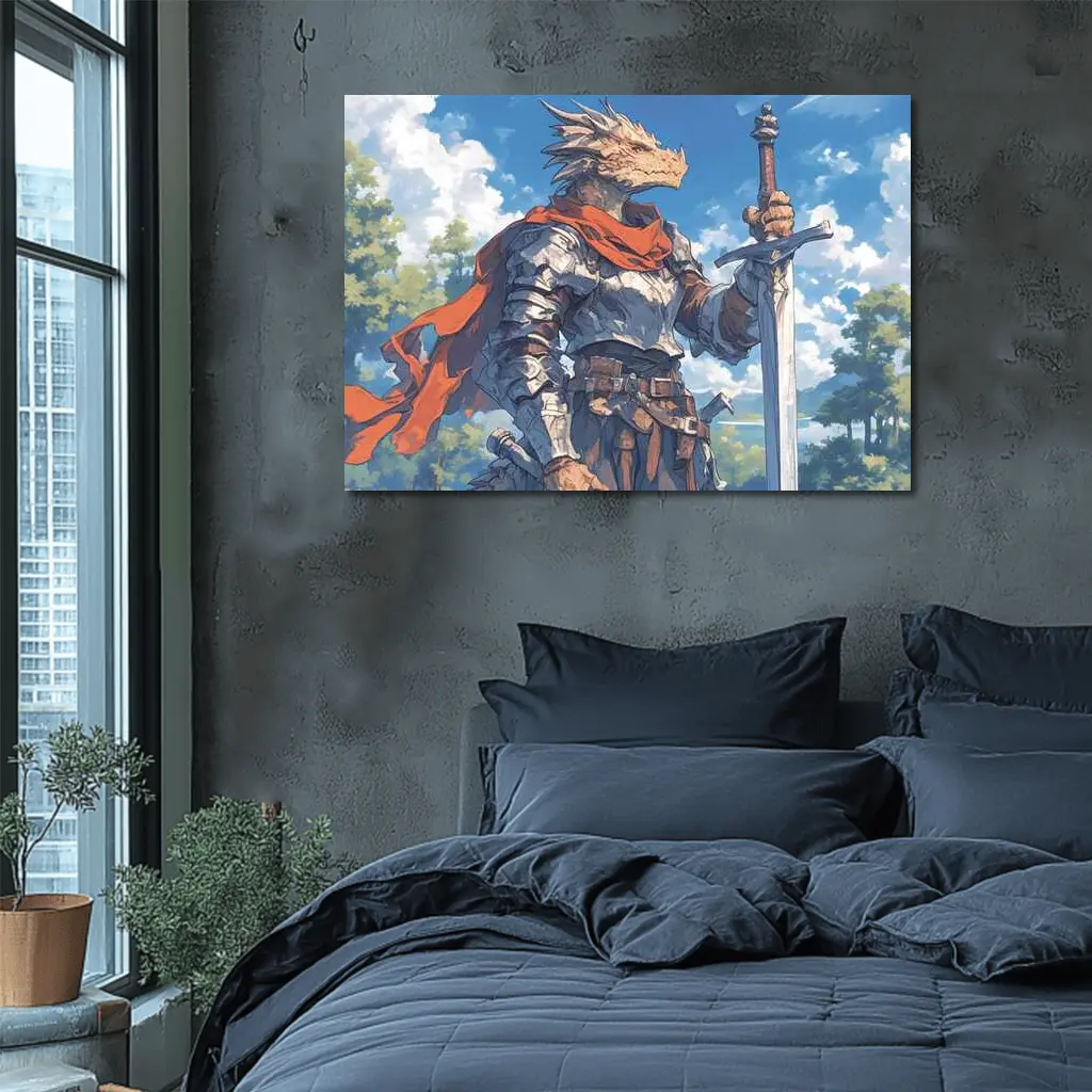 Dragon Knight Warrior Anime Fantasy Sky – Wall Art