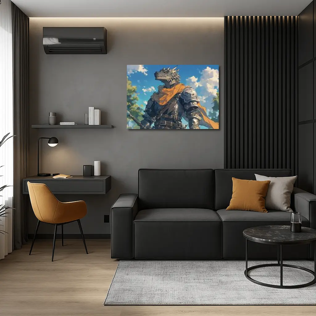 Dragon Knight Armor Anime Sky Background – Wall Art