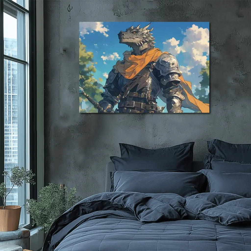 Dragon Knight Armor Anime Sky Background – Wall Art