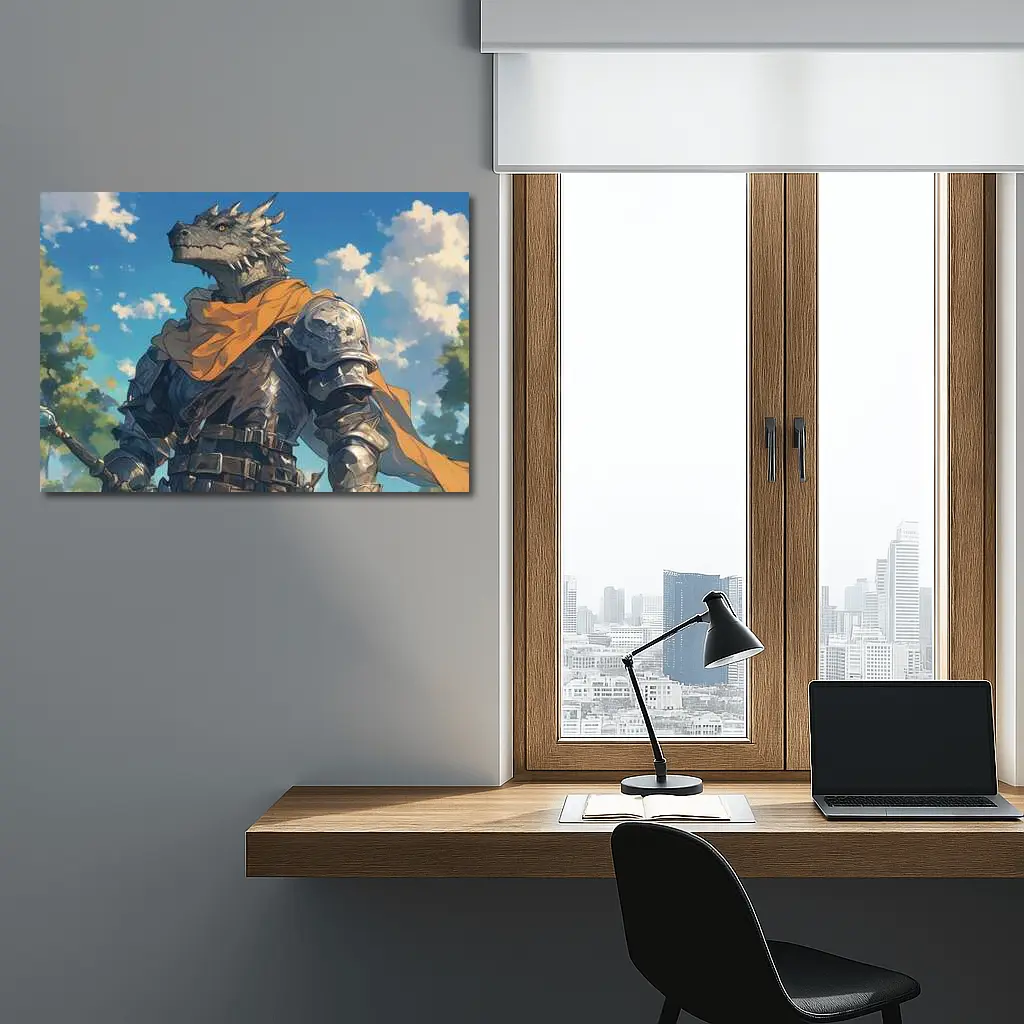 Dragon Knight Armor Anime Sky Background – Wall Art