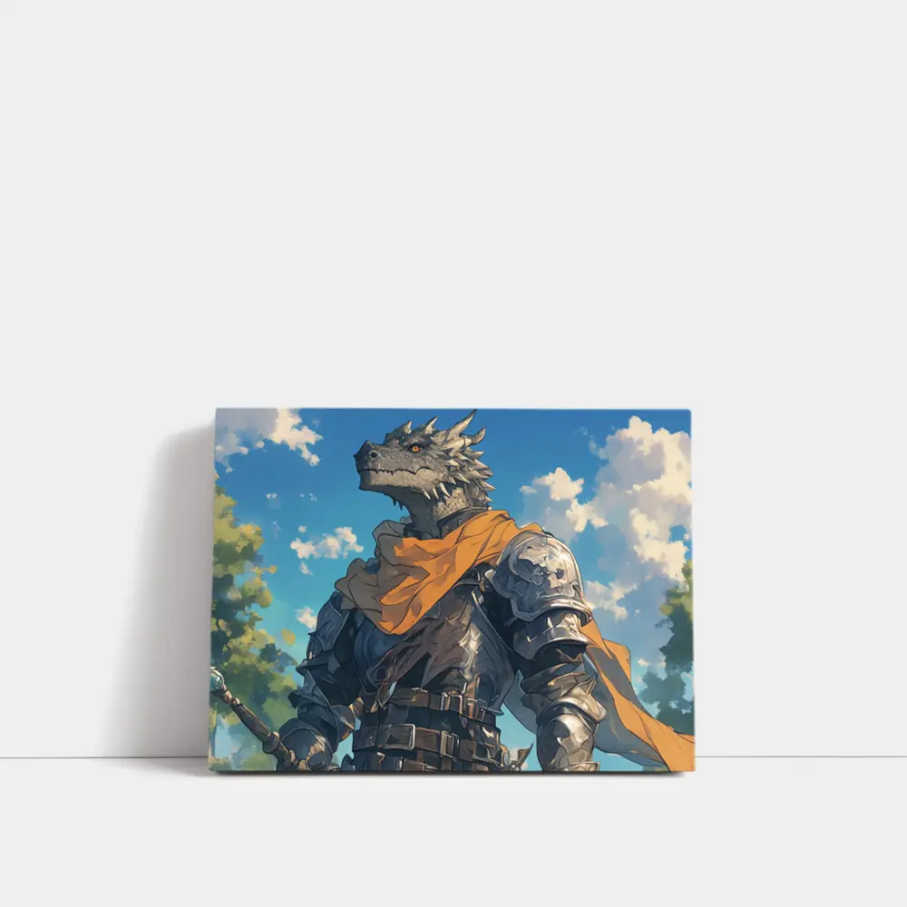 Dragon Knight Armor Anime Sky Background – Wall Art