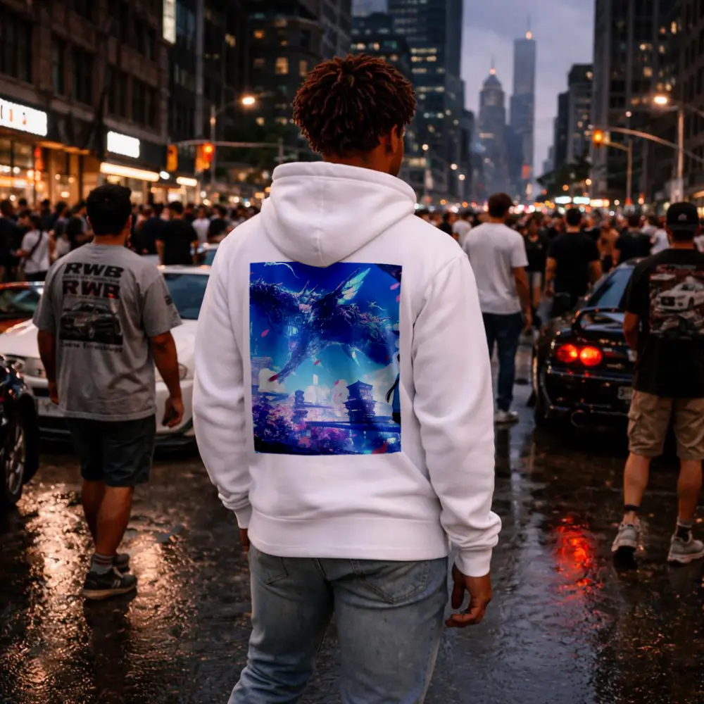 Anime Girl Dragon Fantasy Futuristic City – Hoodies