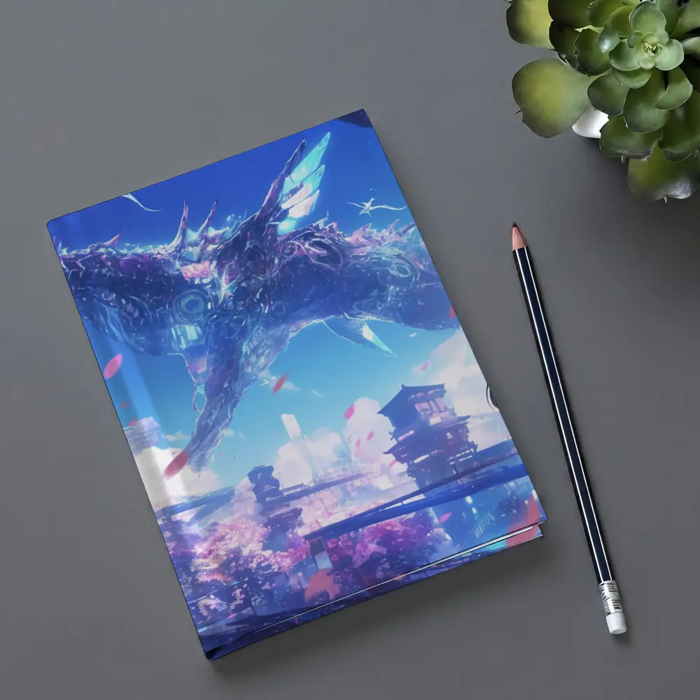 Anime Girl Dragon Fantasy Futuristic City – Notebooks