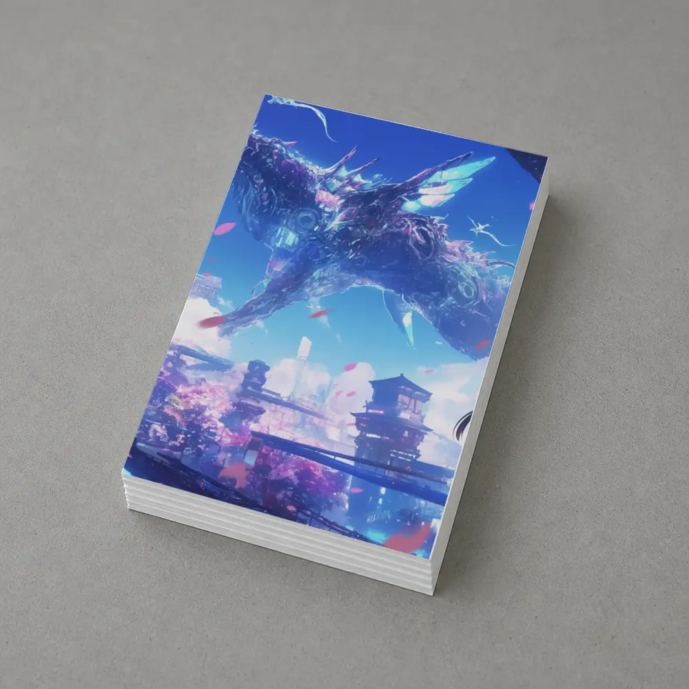 Anime Girl Dragon Fantasy Futuristic City – Postcards