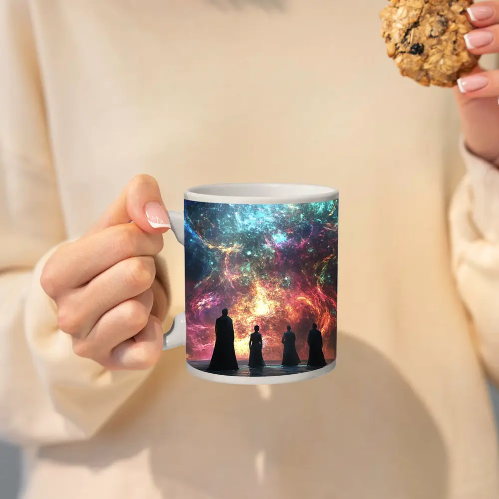Figures Before Cosmic Nebula Fantasy Scene – Mugs