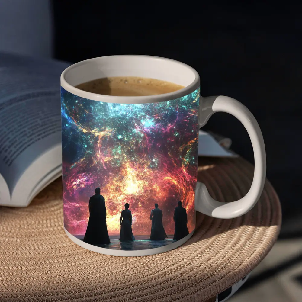 Figures Before Cosmic Nebula Fantasy Scene – Mugs