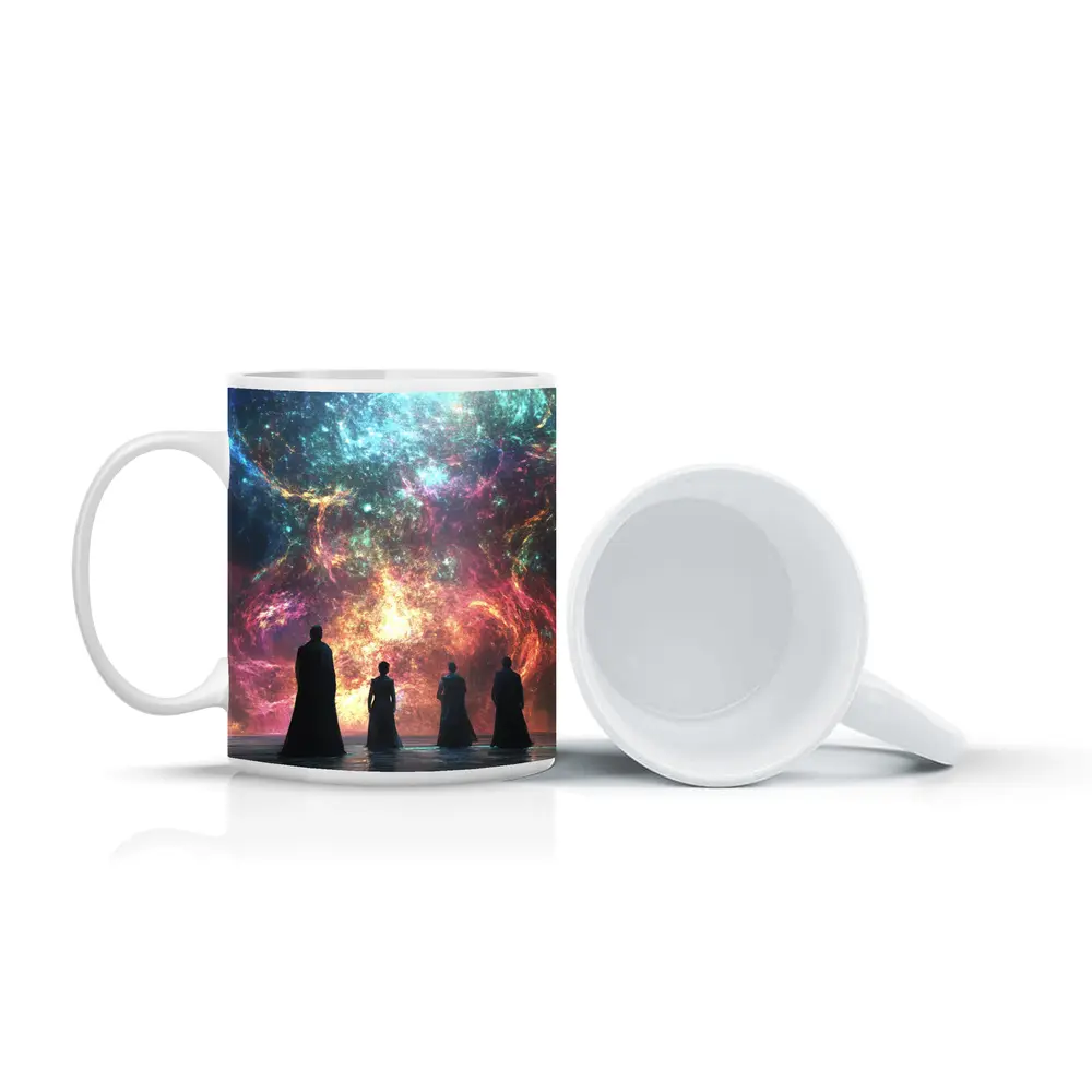 Figures Before Cosmic Nebula Fantasy Scene – Mugs