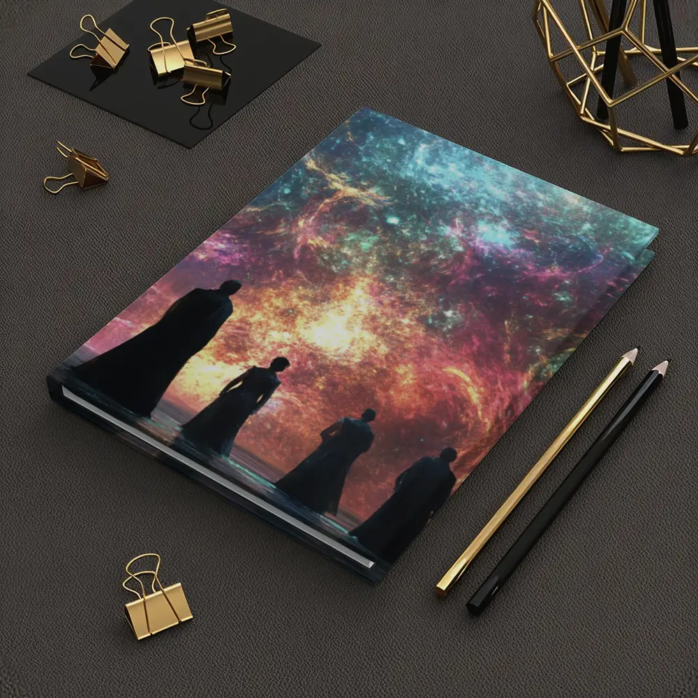 Figures Before Cosmic Nebula Fantasy Scene – Notebooks